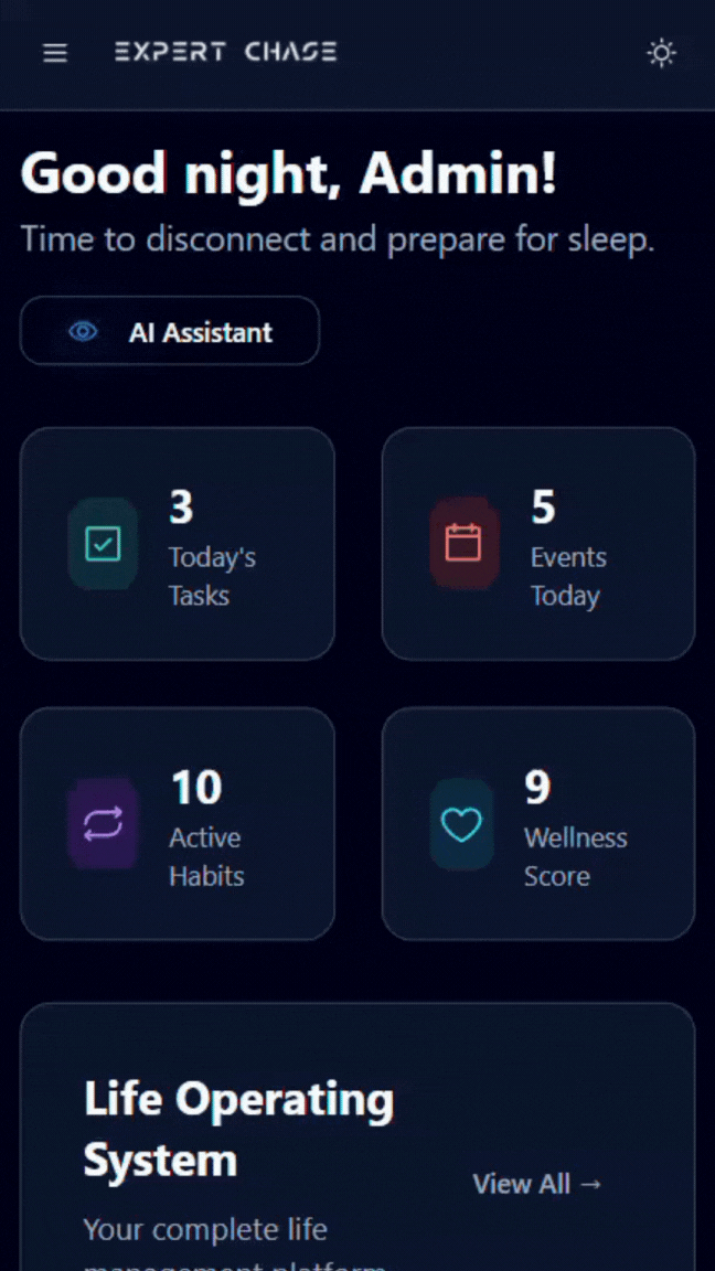 Expert Chase Dashboard - Dark Mode
