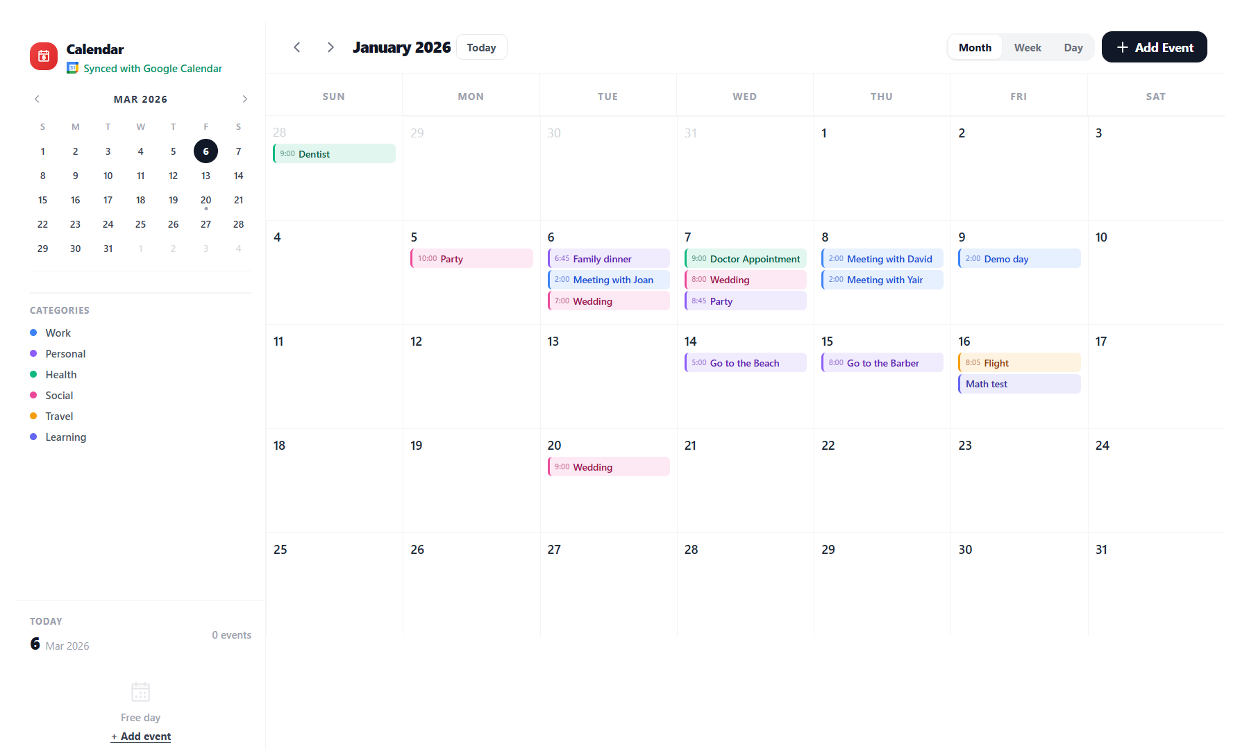 Expert Chase calendar on desktop