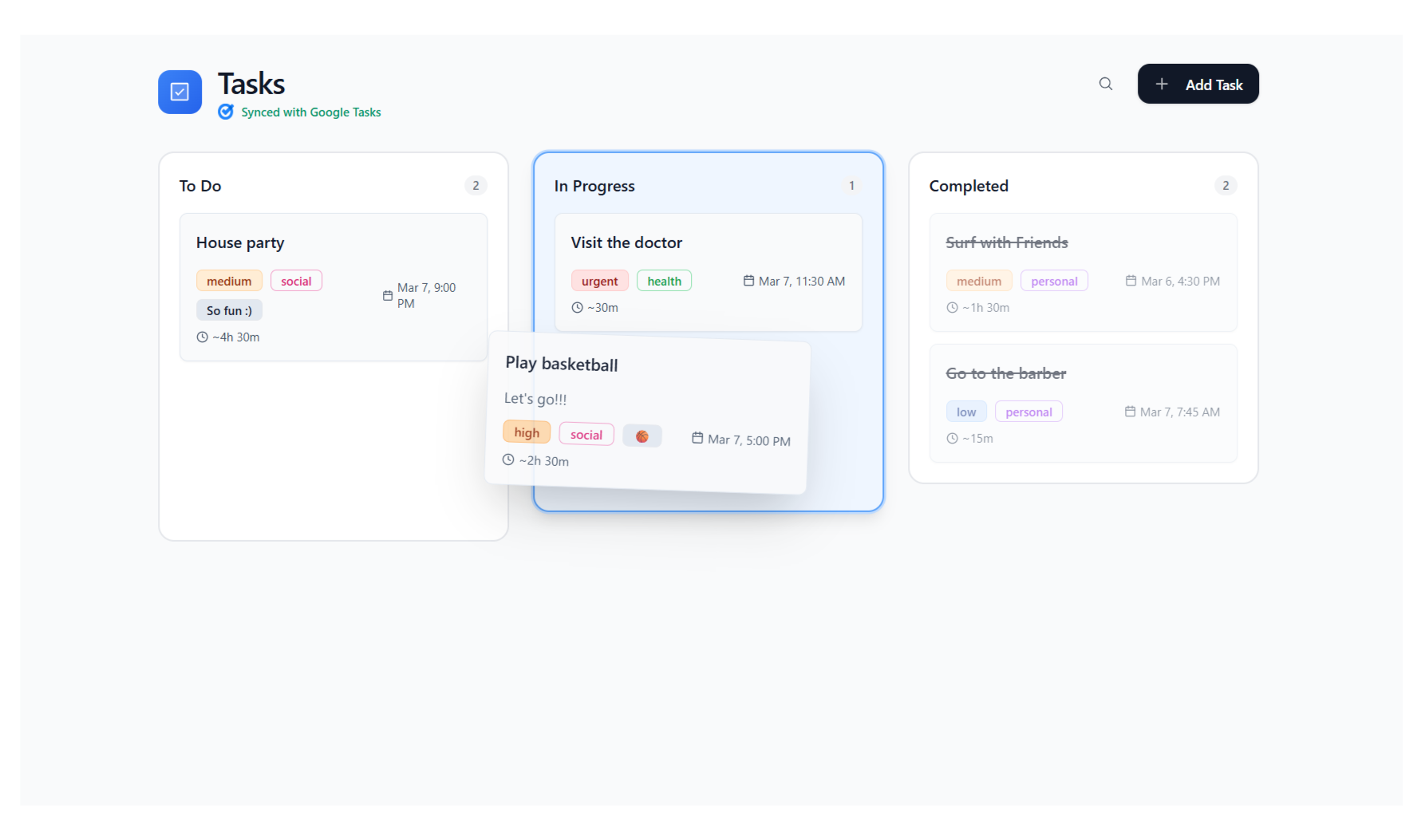 Expert Chase tasks on desktop