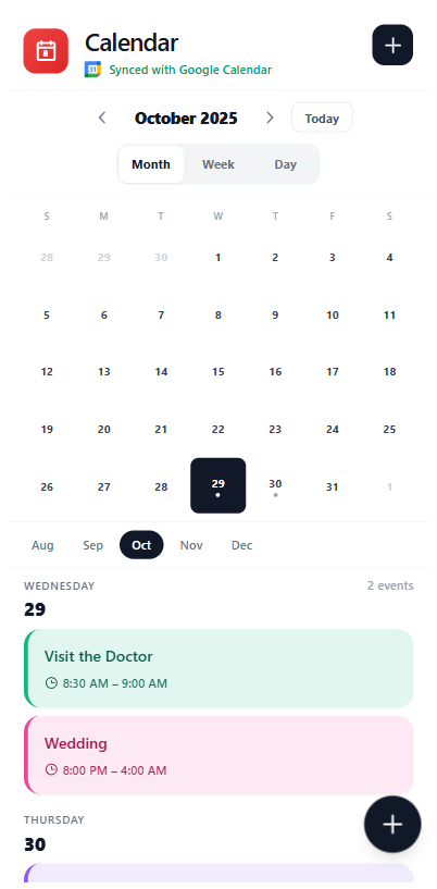 Expert Chase calendar on mobile